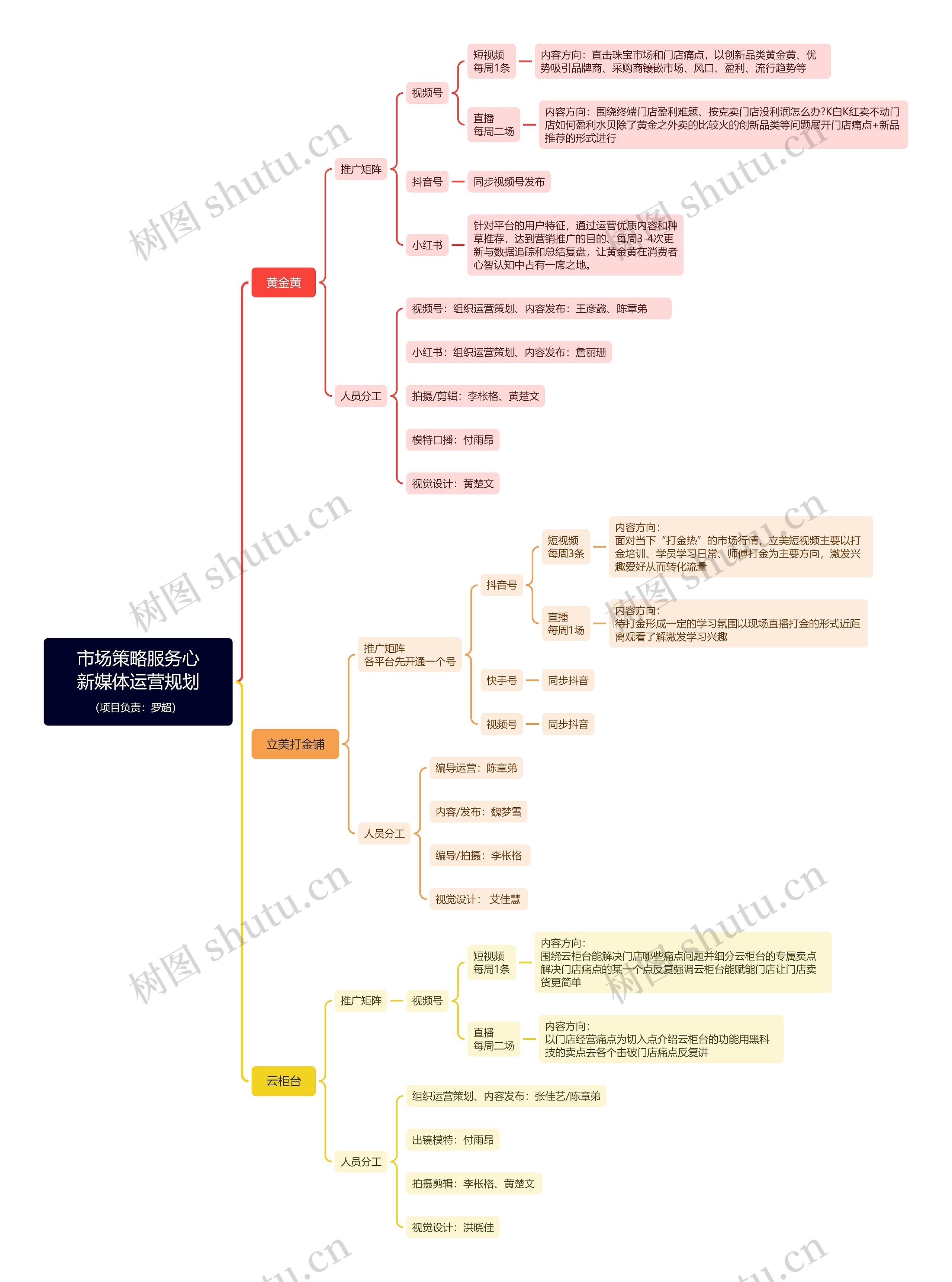 市场策略服务心新媒体运营规划（项目负责：罗超） 思维导图