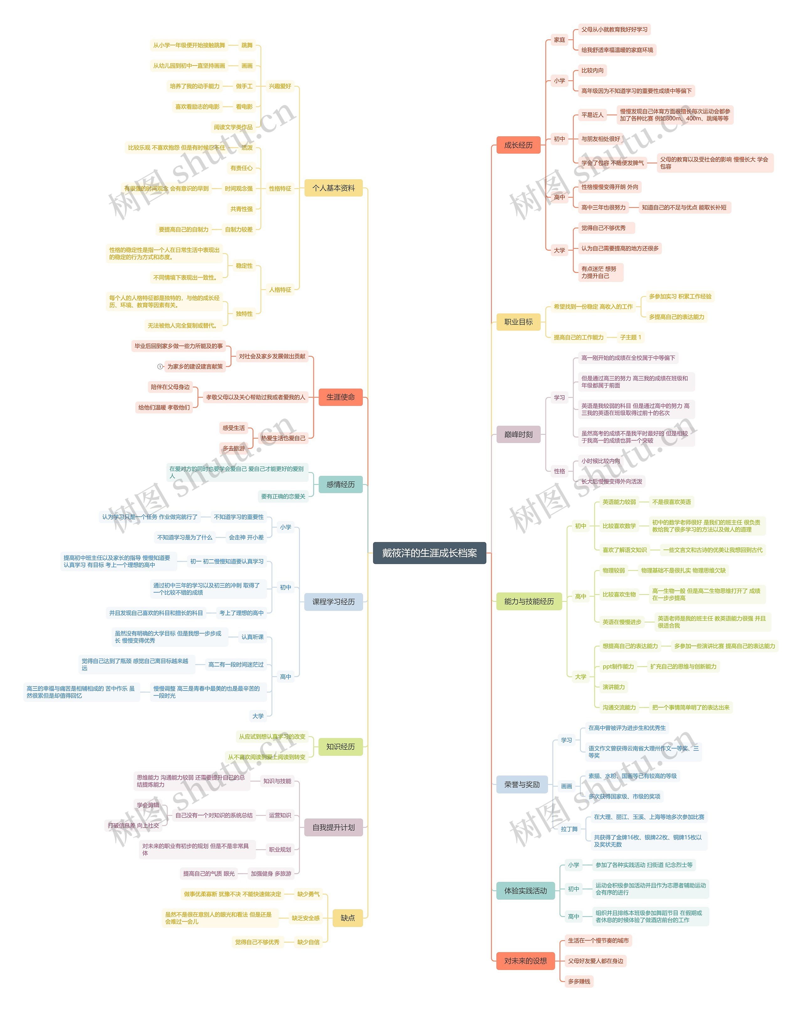 生涯成长档案思维导图