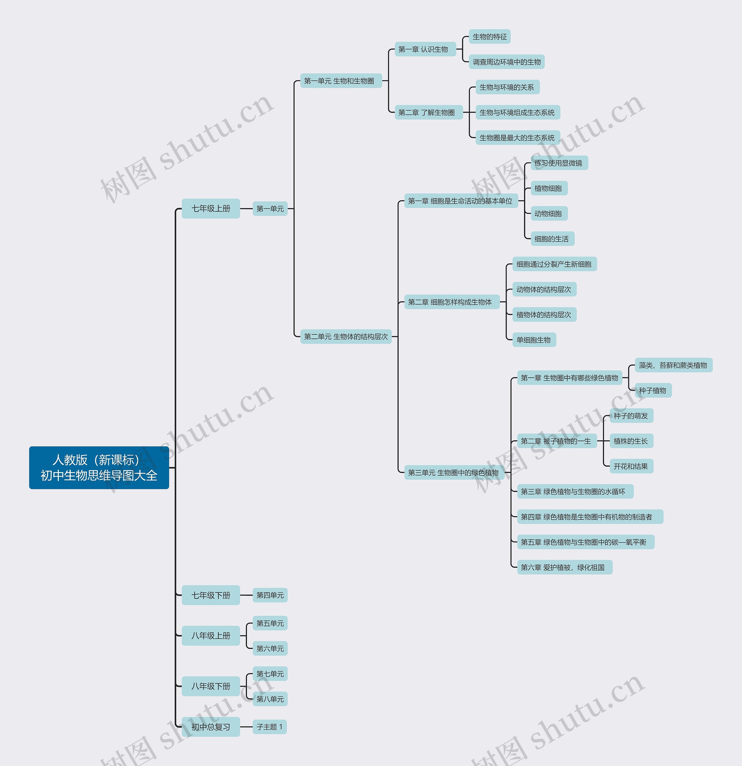 人教版（新课标）初中生物大全思维导图