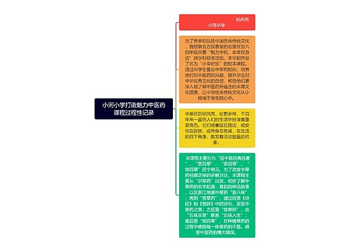 小河小学打造魅力中医药课程过程性记录 小河小学打造魅力中医药课程过程性记录