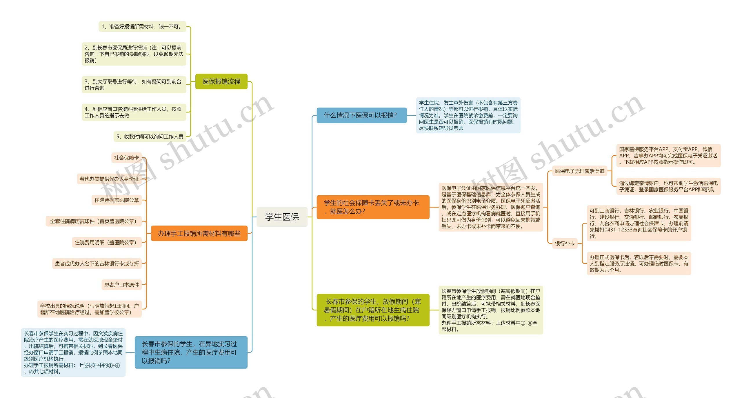 学生医保脑图思维导图