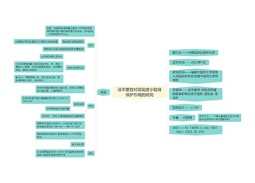 淫羊藿苷对肾阳虚小鼠肾保护作用的研究思维导图