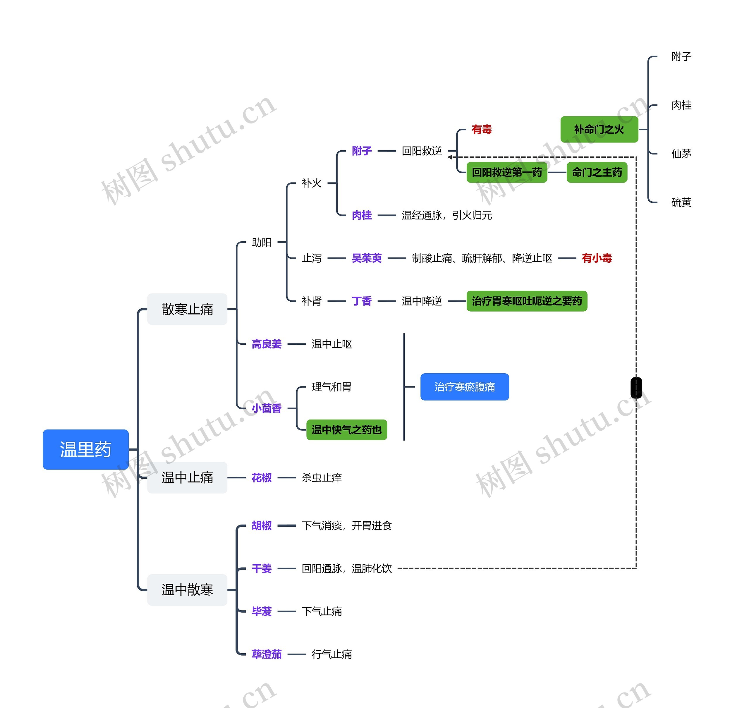 温里药中医知识脑图