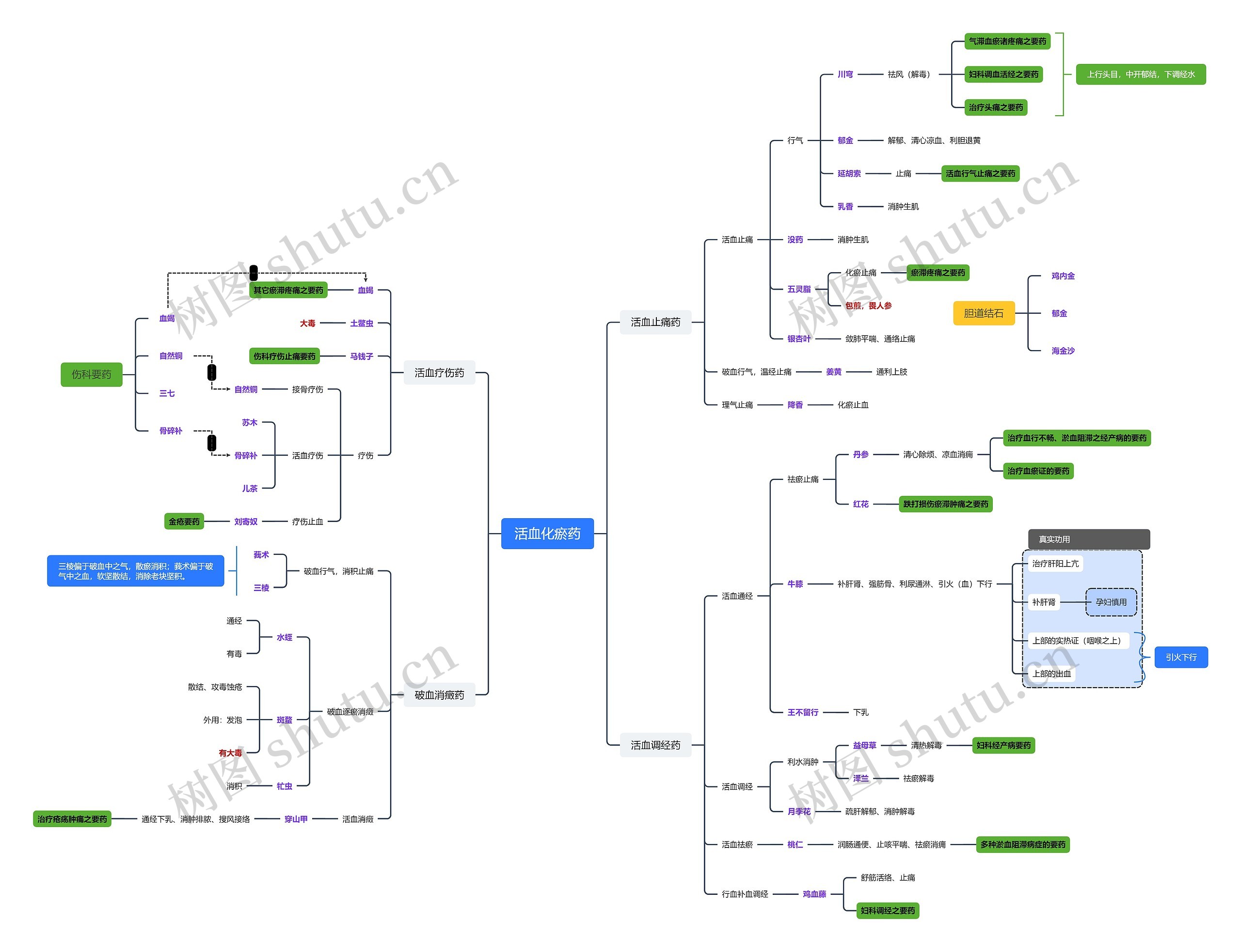 活血化瘀药思维导图