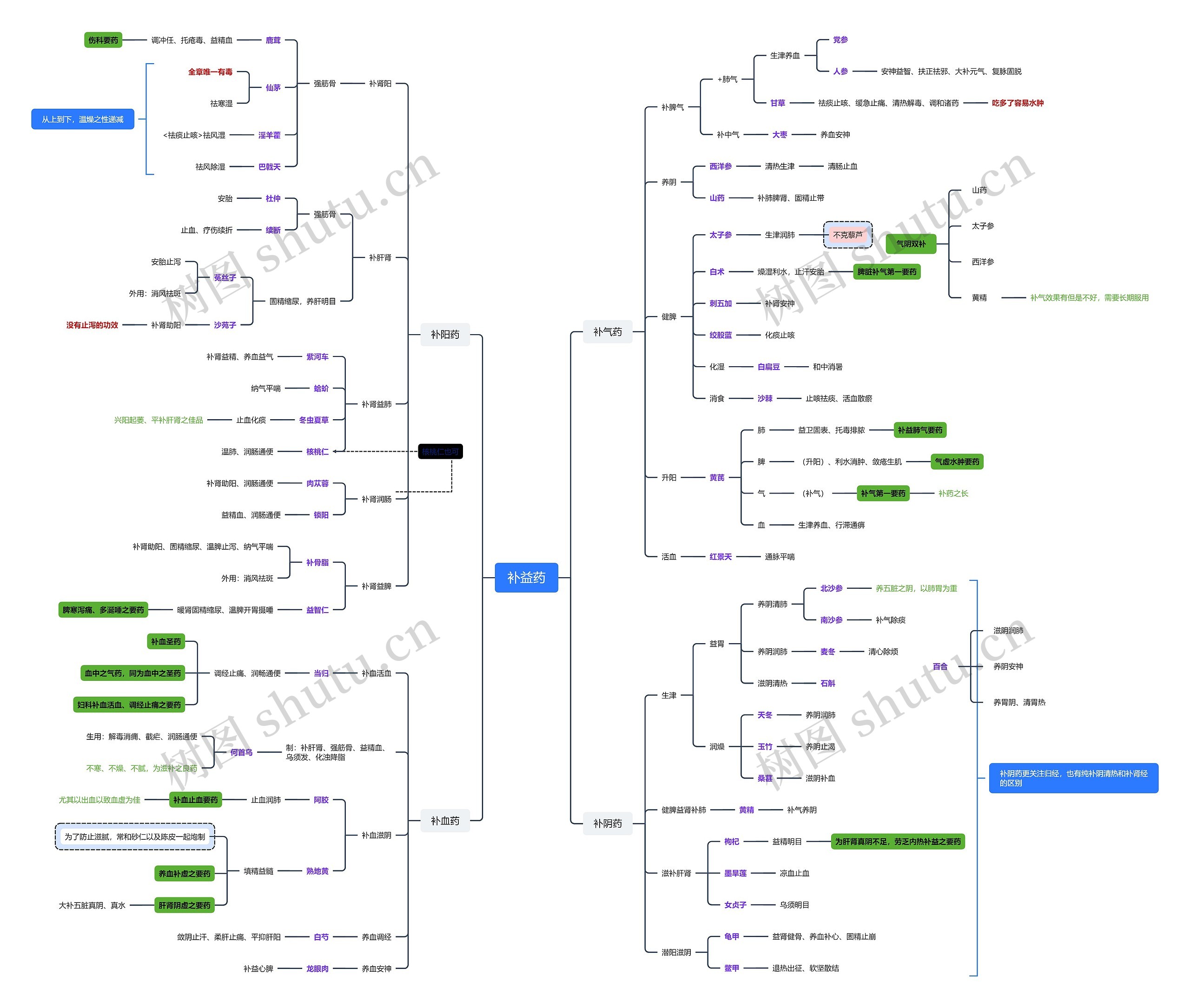 补益药思维导图