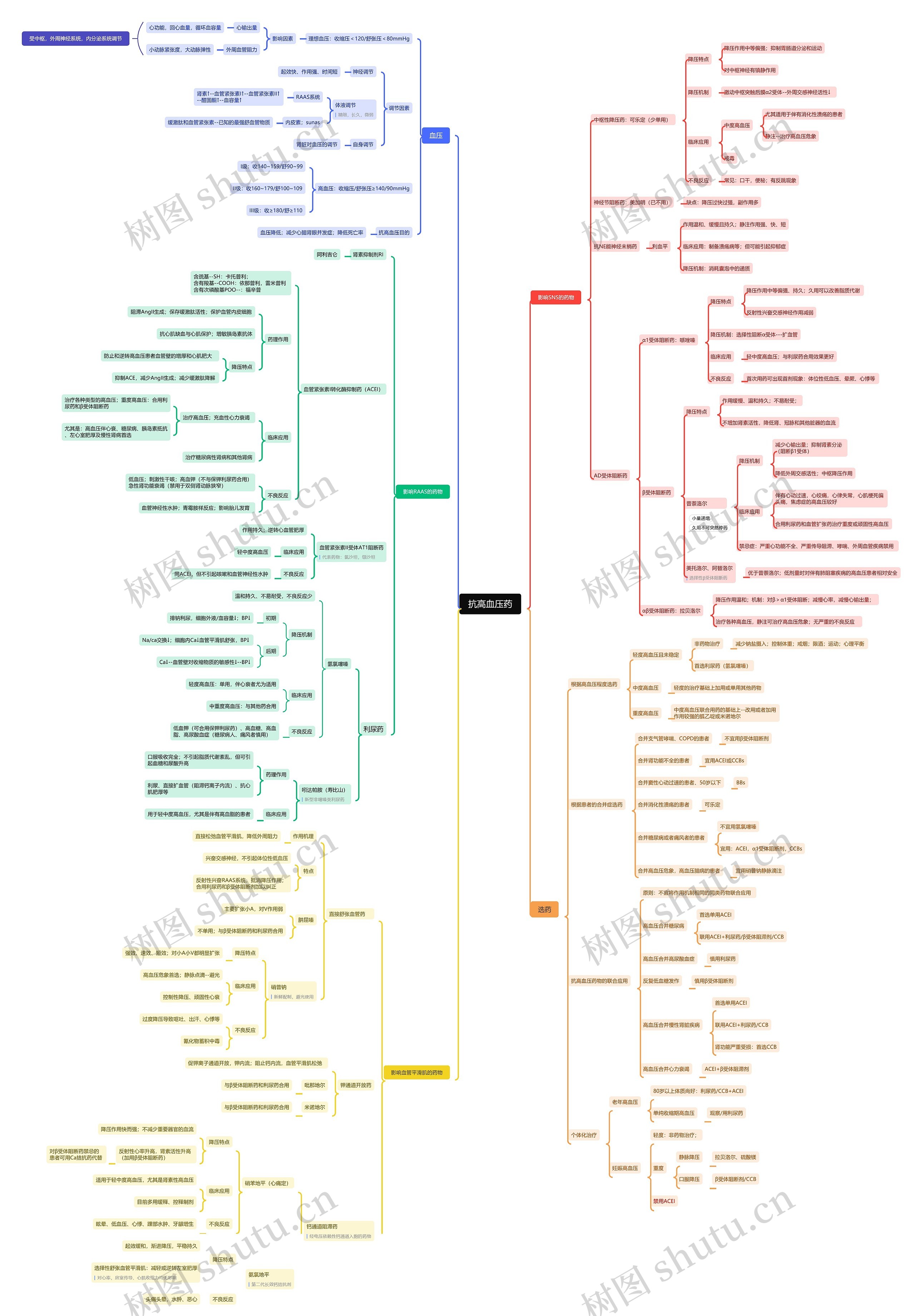 抗高血压药思维脑图