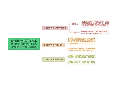 如何打造一个盈利的淘宝店铺？系列课（6）&3大免费渠道-手淘拍立淘篇思维导图