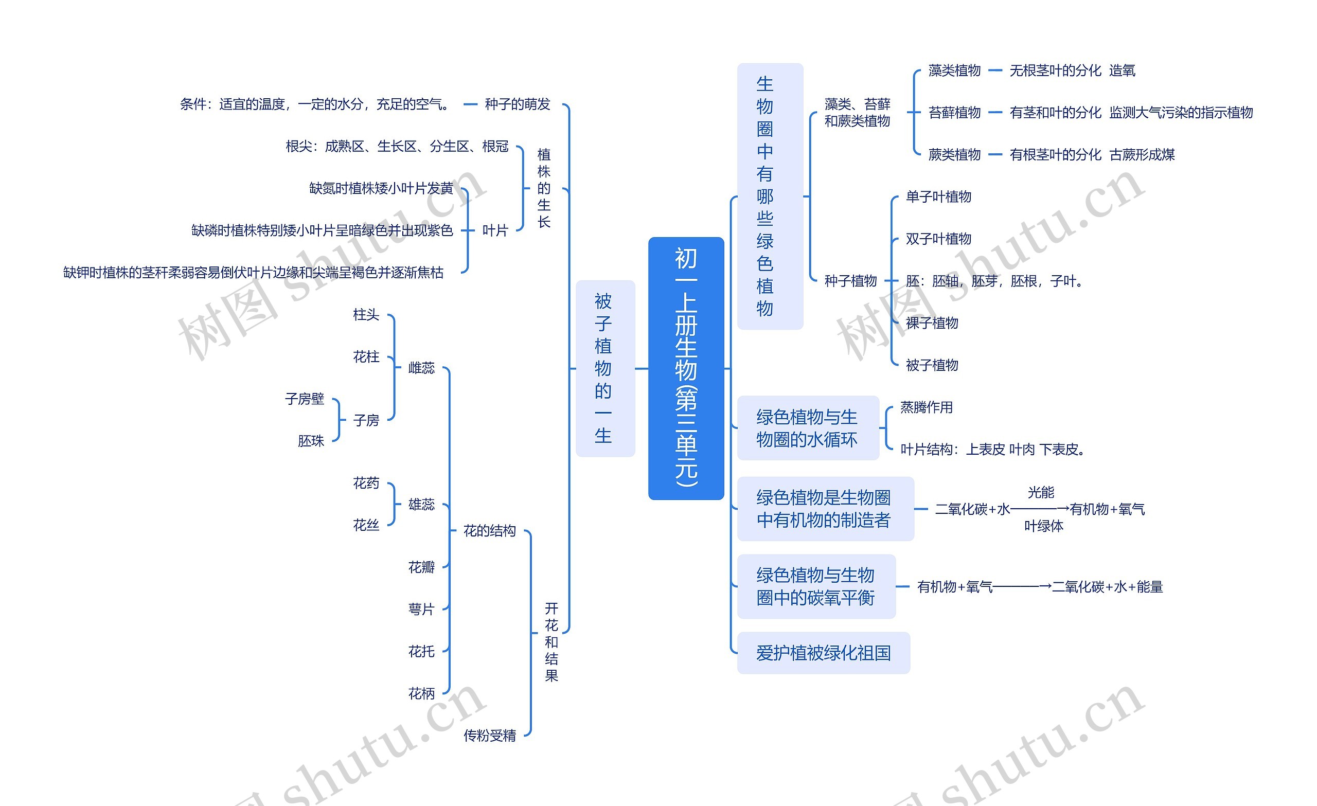 初一上册生物(第三单元)思维导图高清图 初一上册生物(第三单元)思维导图
