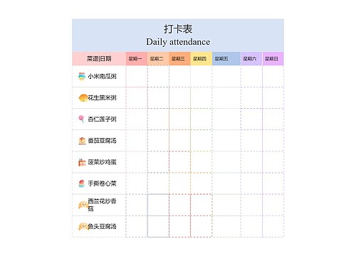 每周打卡表思维脑图