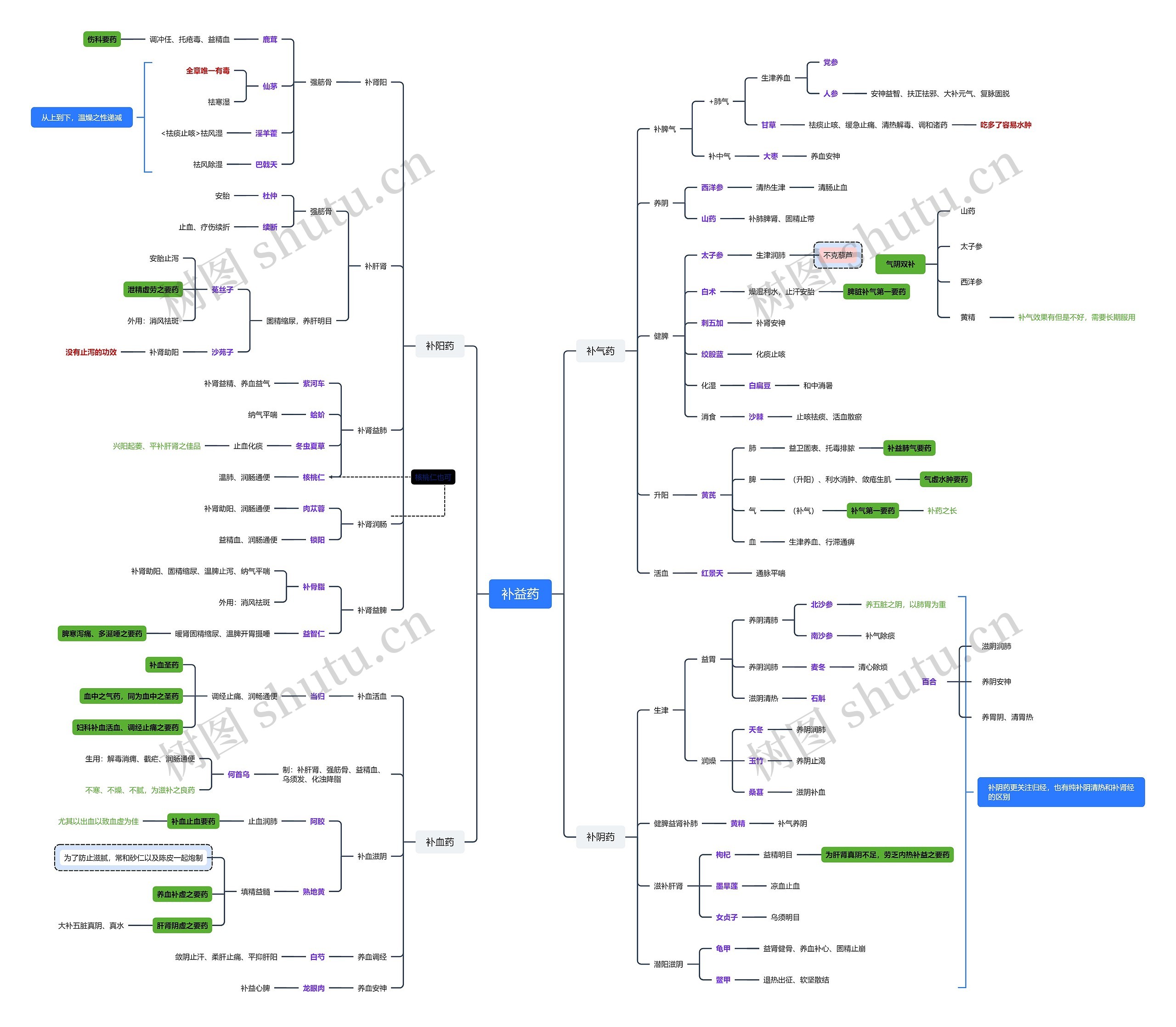 补益药思维导图
