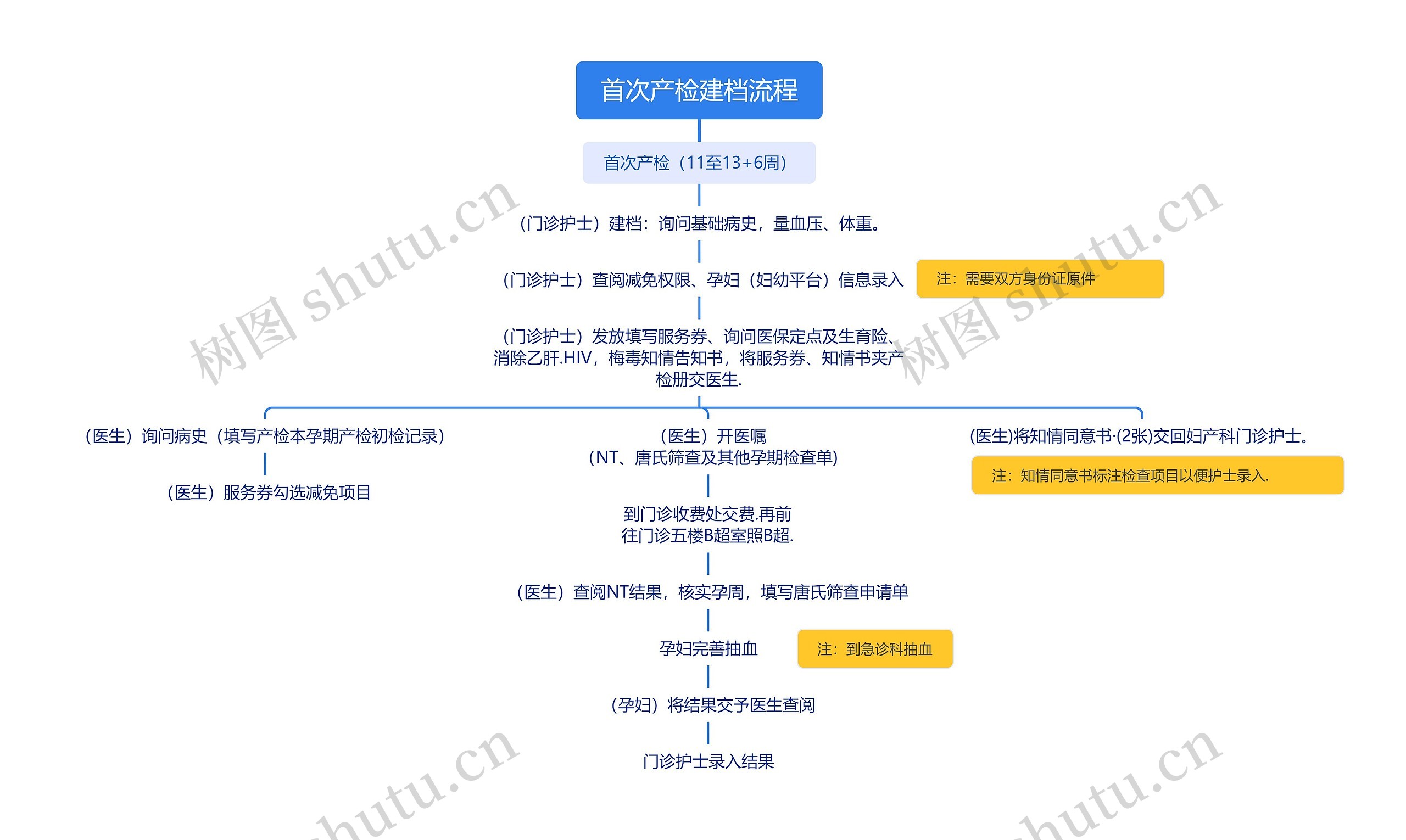 首次产检建档流程思维导图