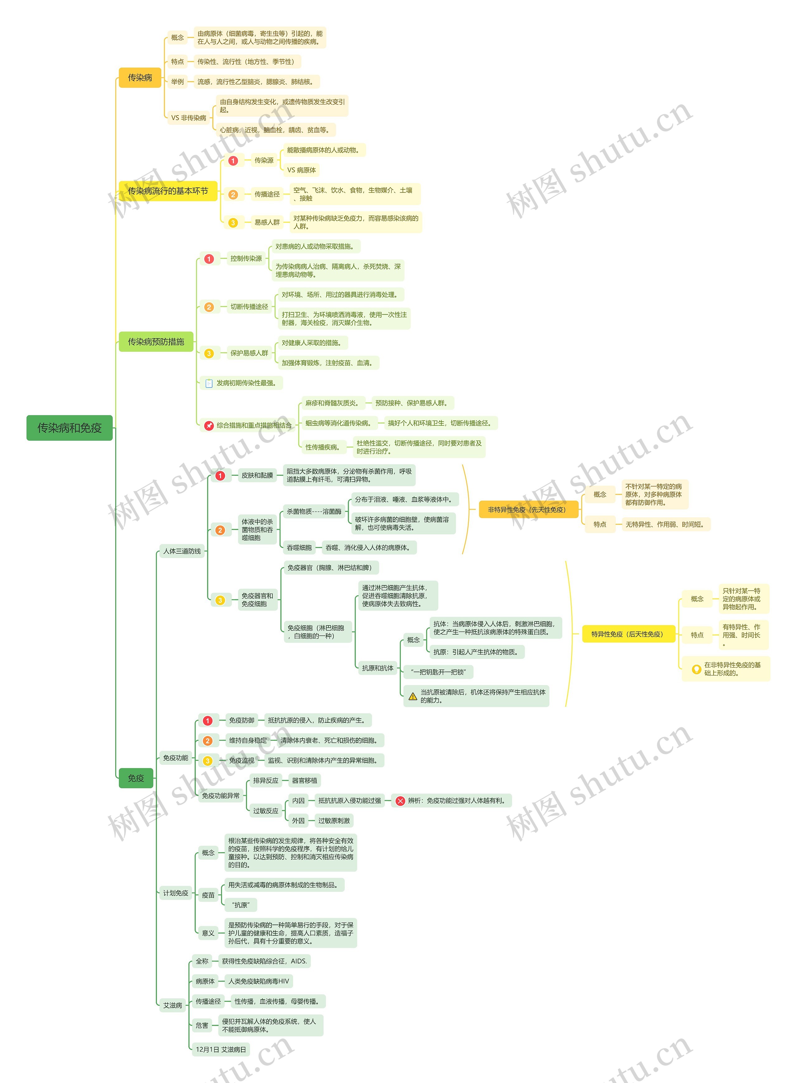 传染病和免疫思维导图高清图 传染病和免疫思维导图