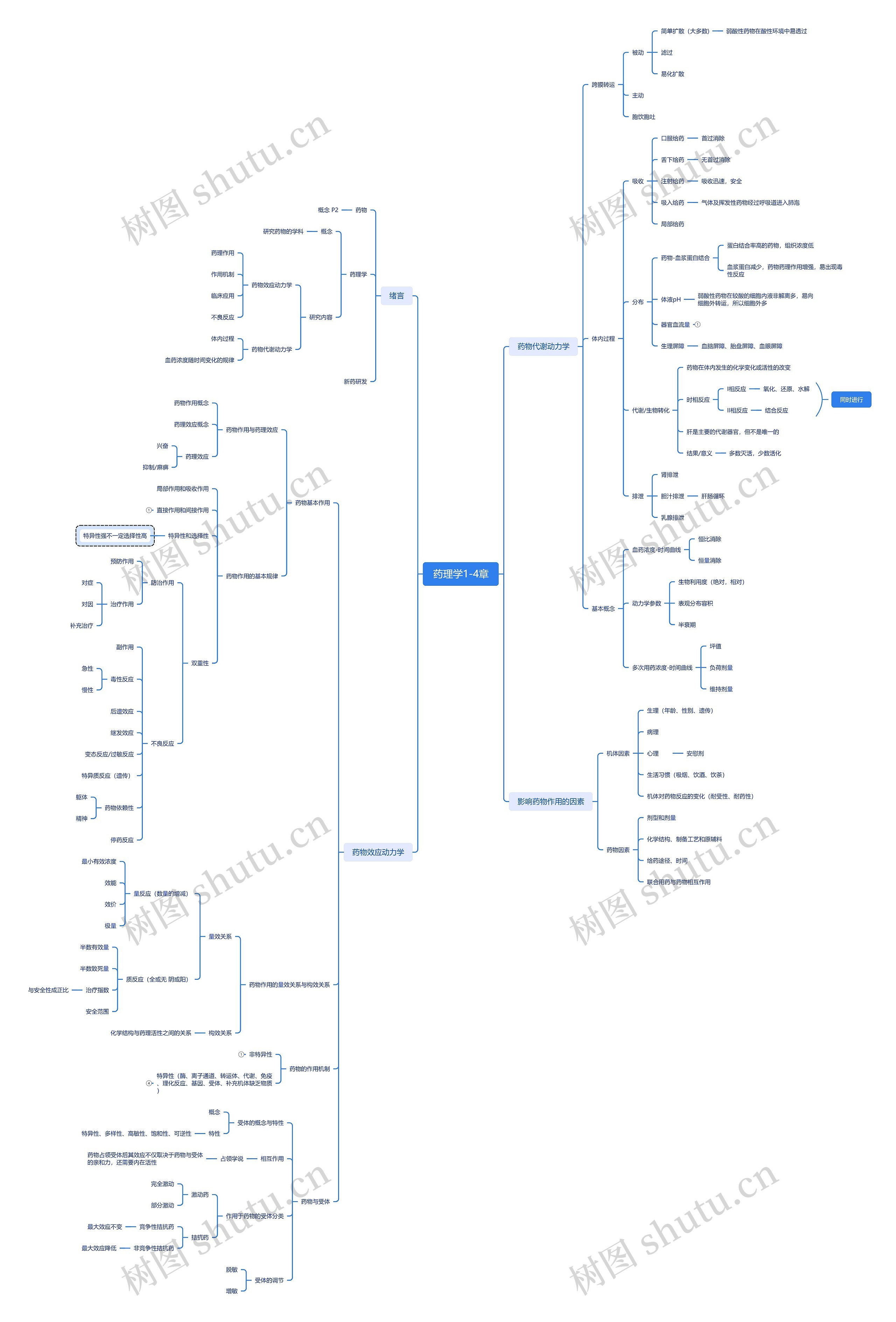 药理学1-4章思维导图高清图 药理学1-4章思维导图