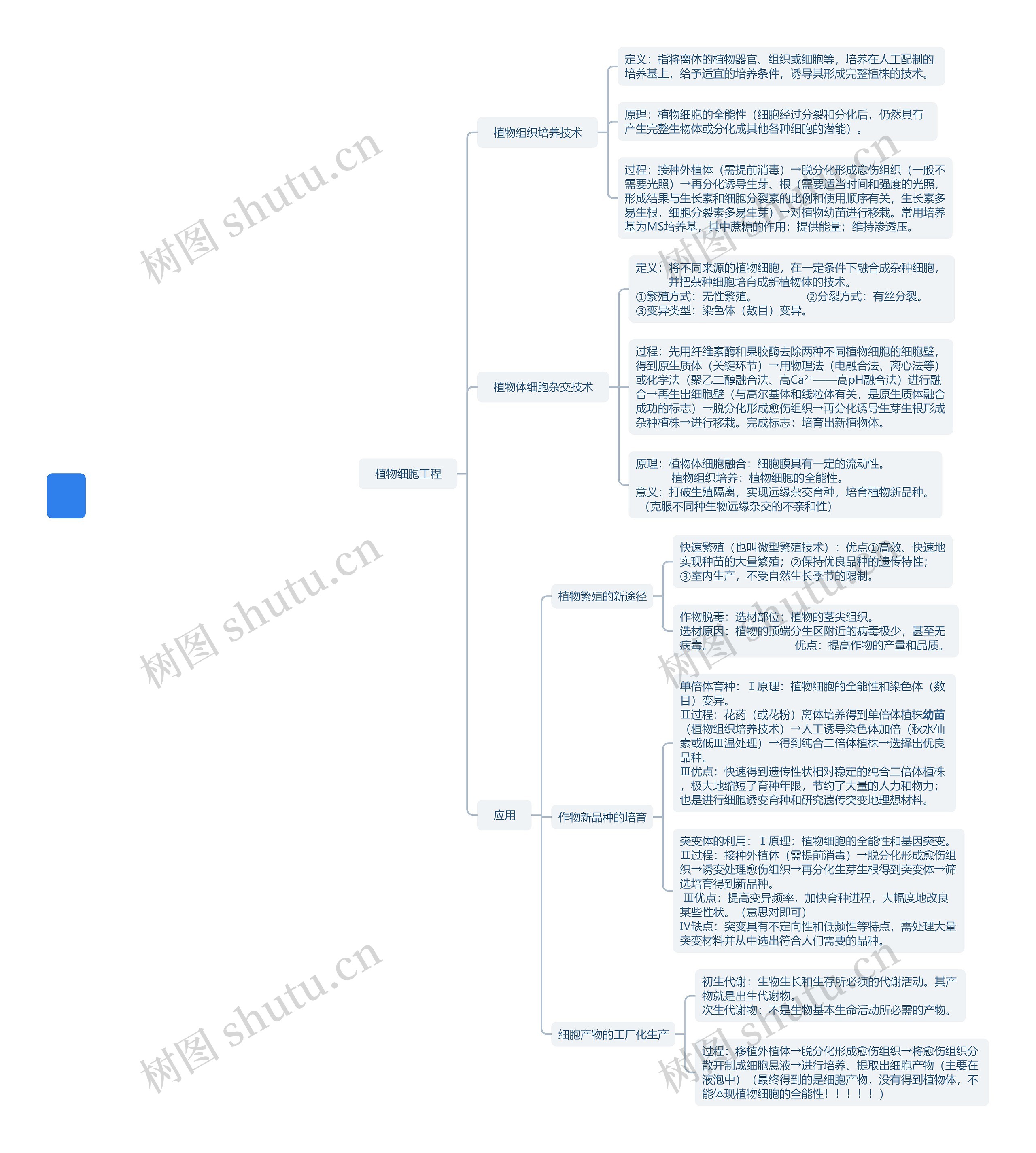 植物细胞工程思维导图
