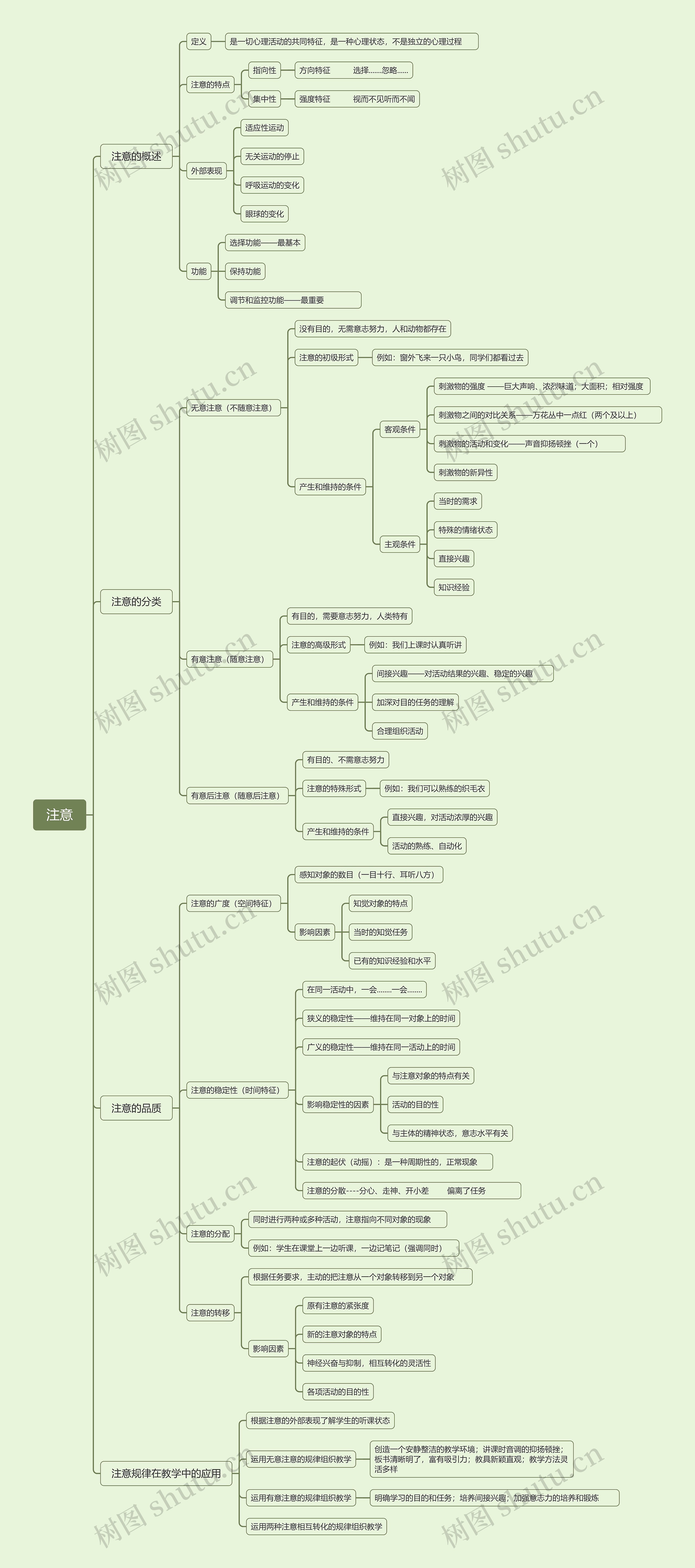 注意概述思维导图