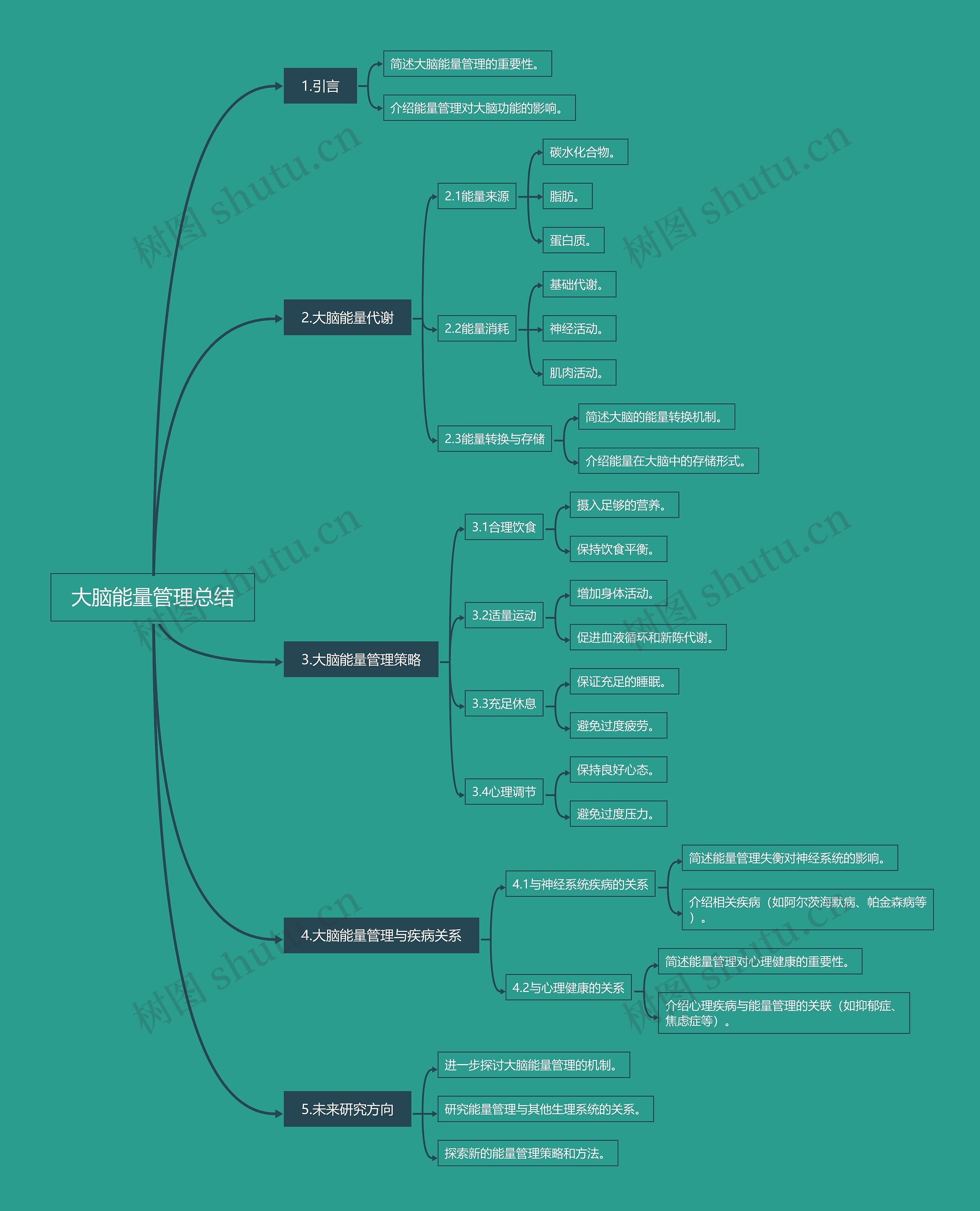 大脑能量管理总结思维导图