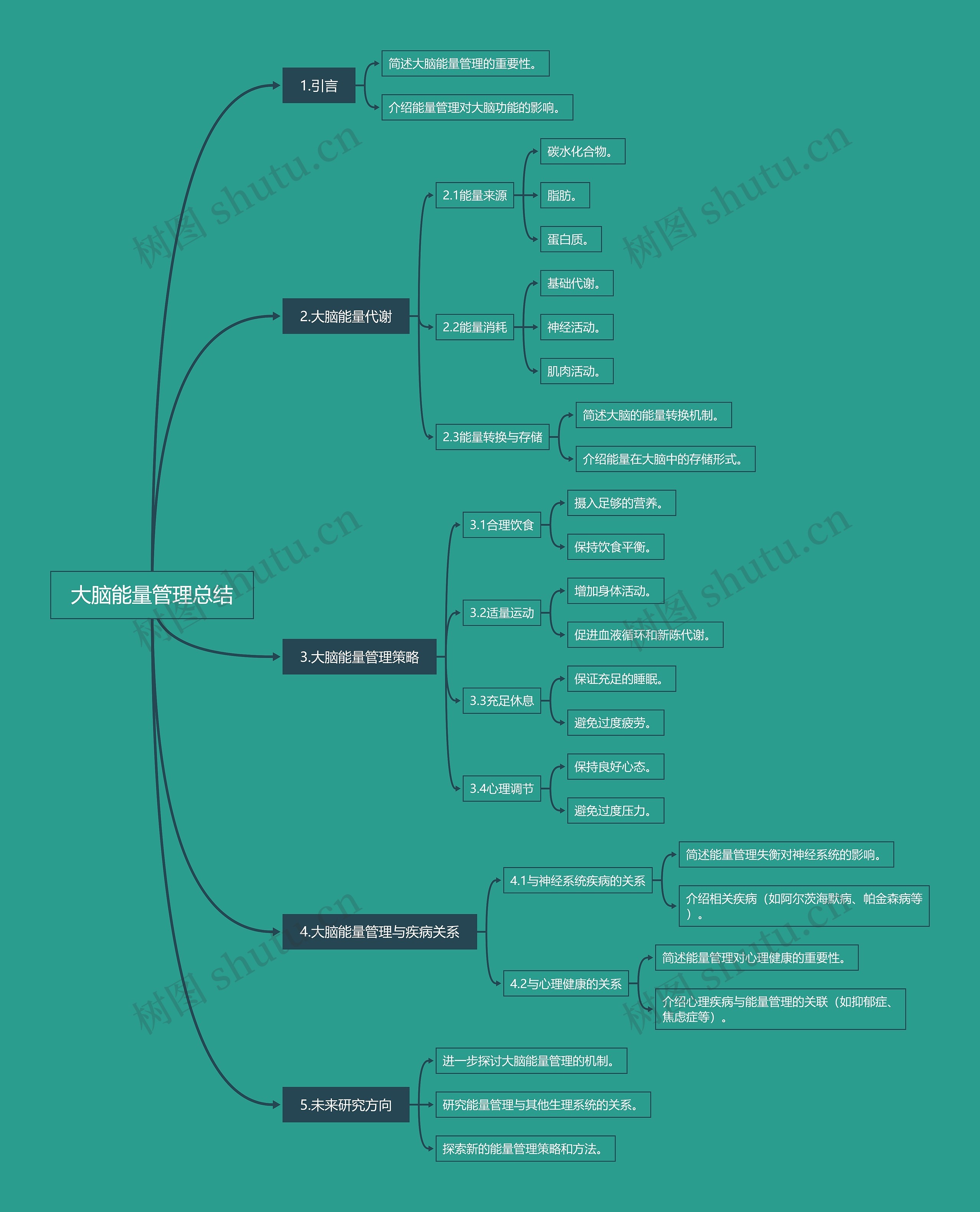 大脑能量管理总结思维导图高清图 大脑能量管理总结思维导图