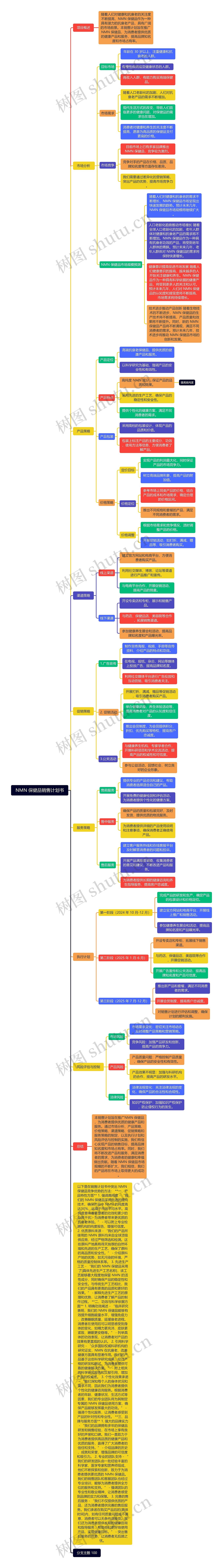 NMN 保健品销售计划书思维导图高清图 NMN 保健品销售计划书思维导图