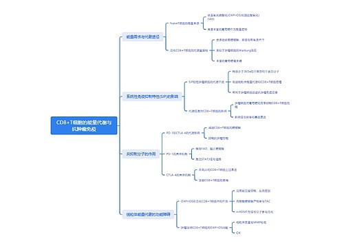 CD8+T细胞的能量代谢与抗肿瘤免疫思维导图