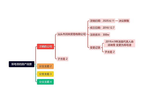 郑粤澄的资产线索思维导图