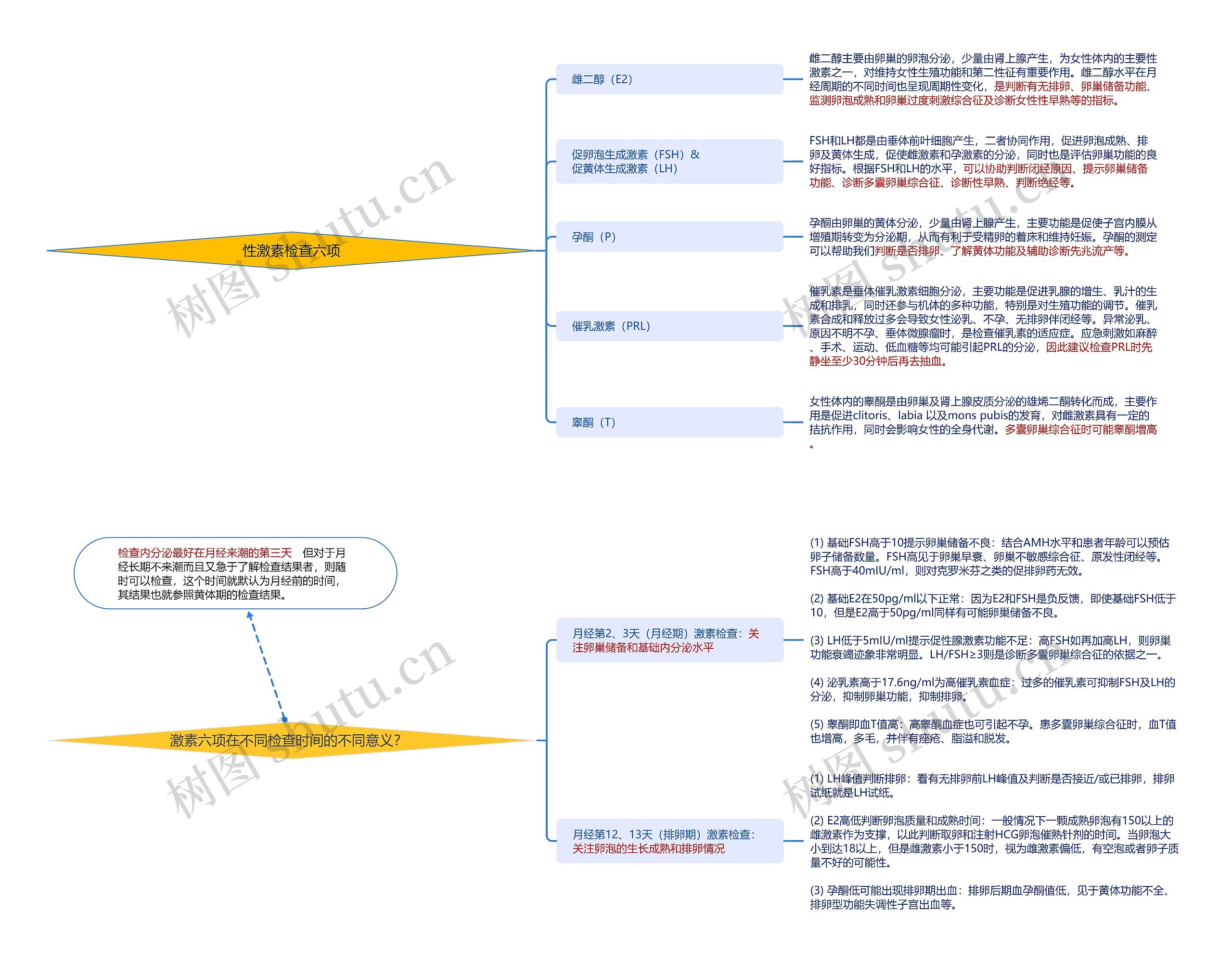 性激素检查六项思维导图