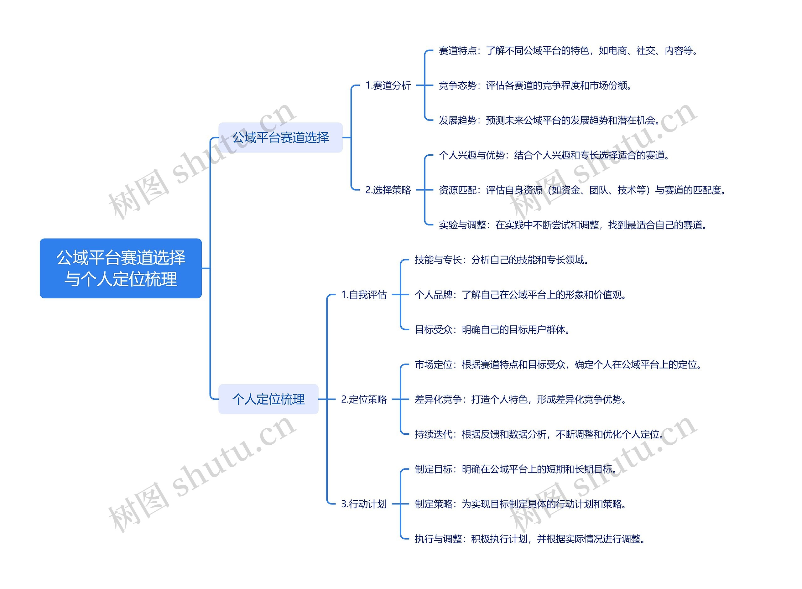 公域平台赛道选择与个人定位梳理思维导图
