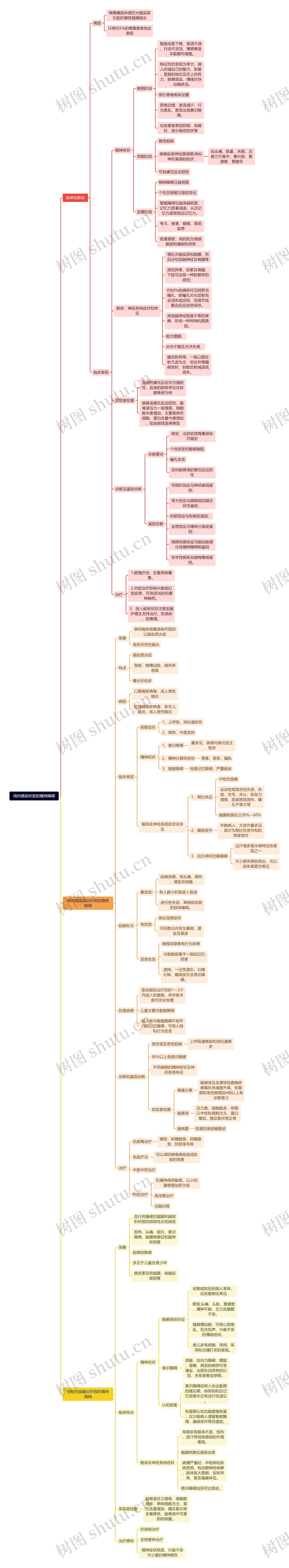 颅内感染所致的精神障碍思维导图