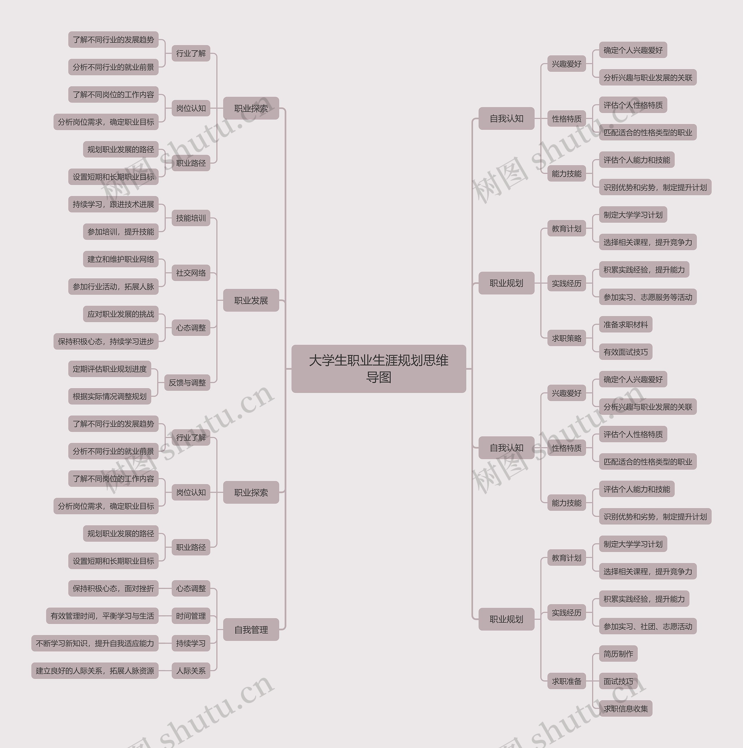 大学生职业生涯规划思维导图高清图 大学生职业生涯规划思维导图