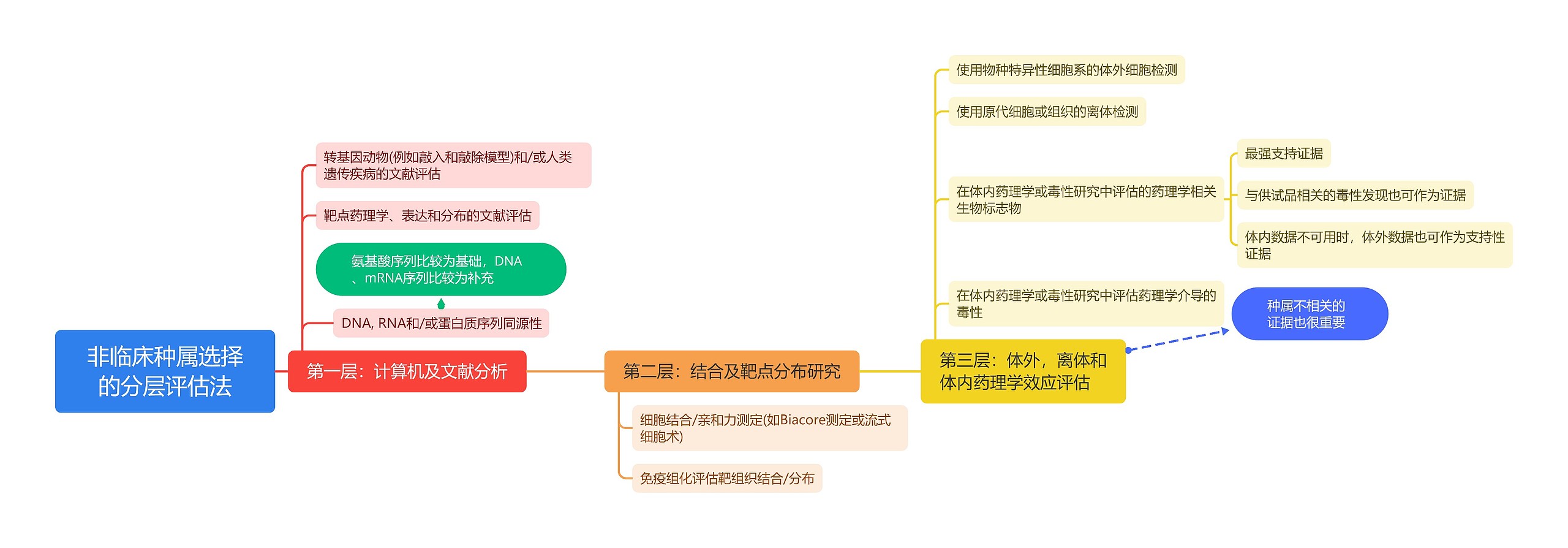 非临床种属选择的分层评估法思维导图