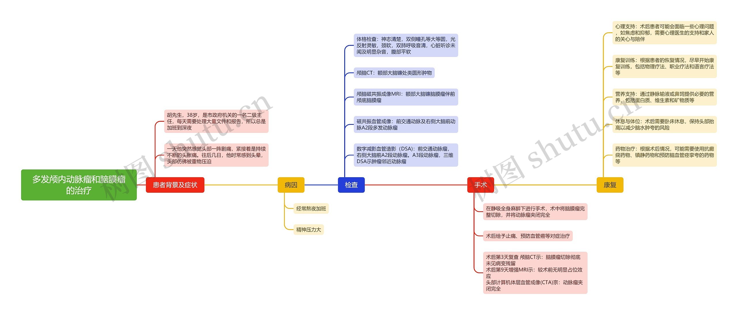 多发颅内动脉瘤和脑膜瘤的治疗思维导图