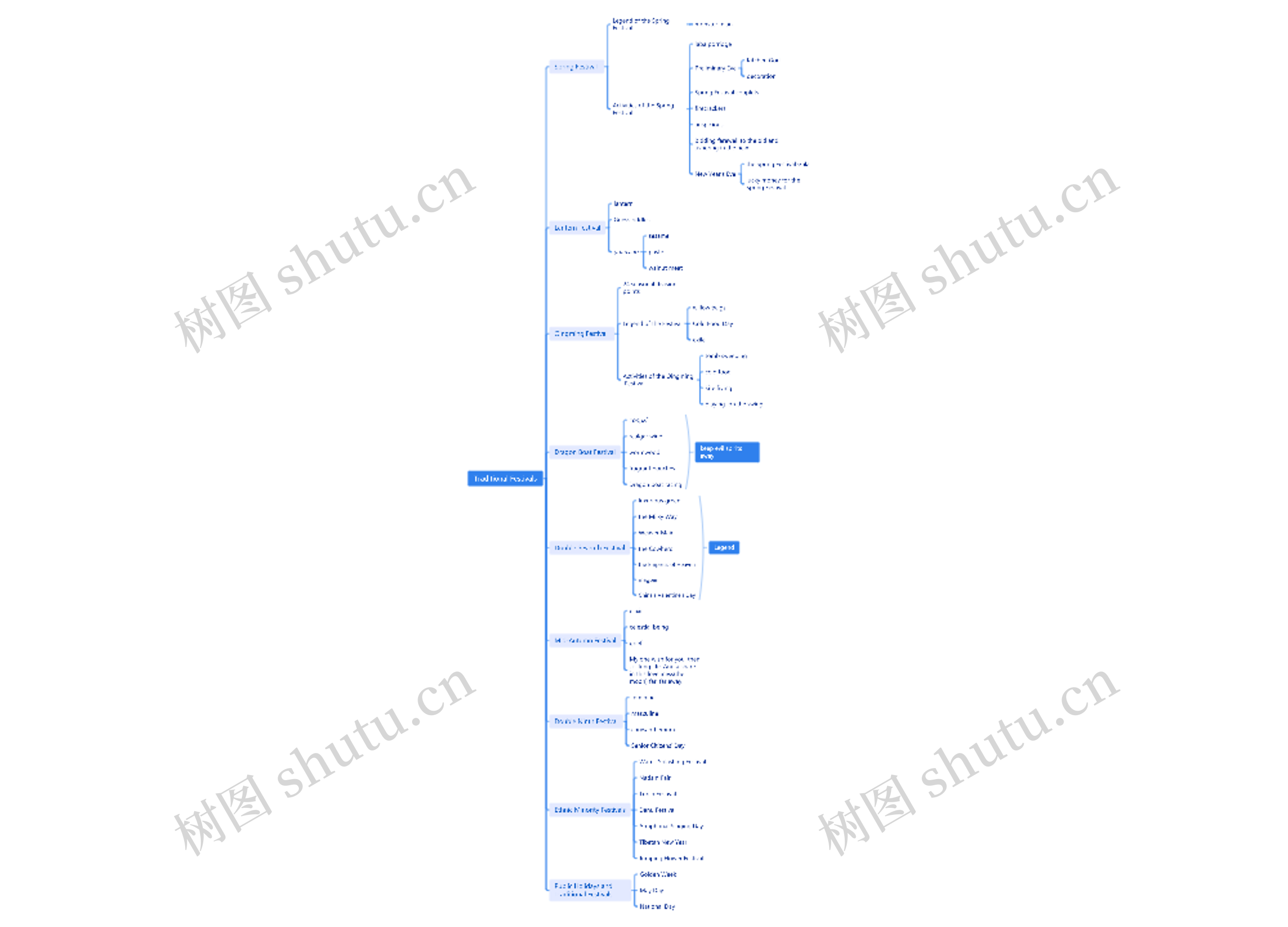 Traditional Festivals脑图思维导图高清图 Traditional Festivals脑图思维导图