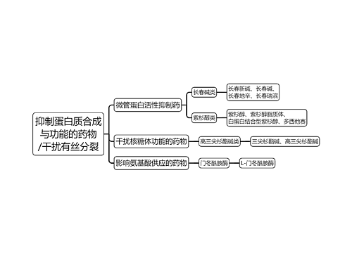 ﻿抑制蛋白质合成与功能的药物/干扰有丝分裂思维导图