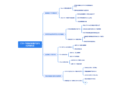 CD8+T细胞的能量代谢与抗肿瘤免疫思维导图